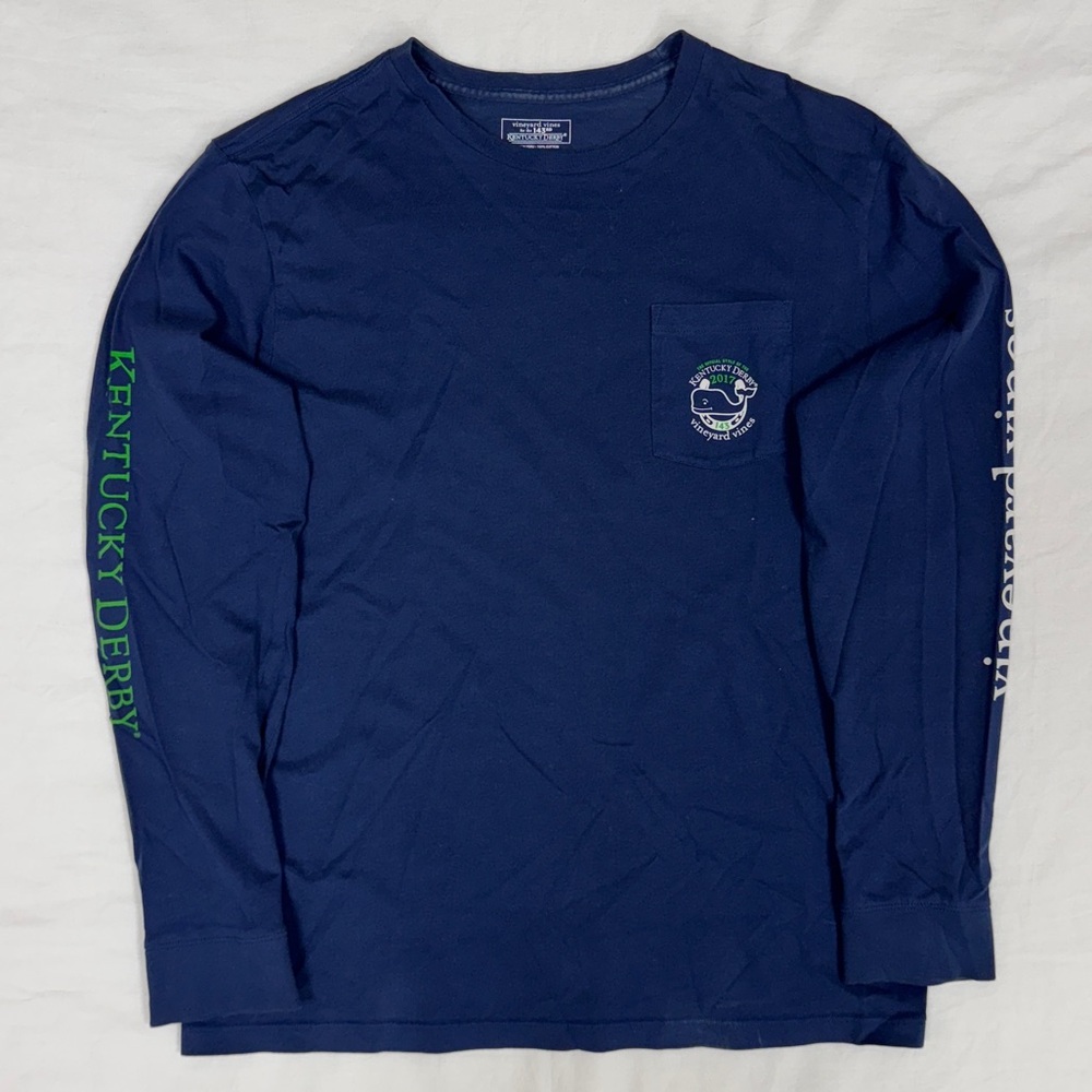 Vineyard Vines Kentucky Derby Long Sleeve Pocket Tee Shirt Youth XL Mens Small